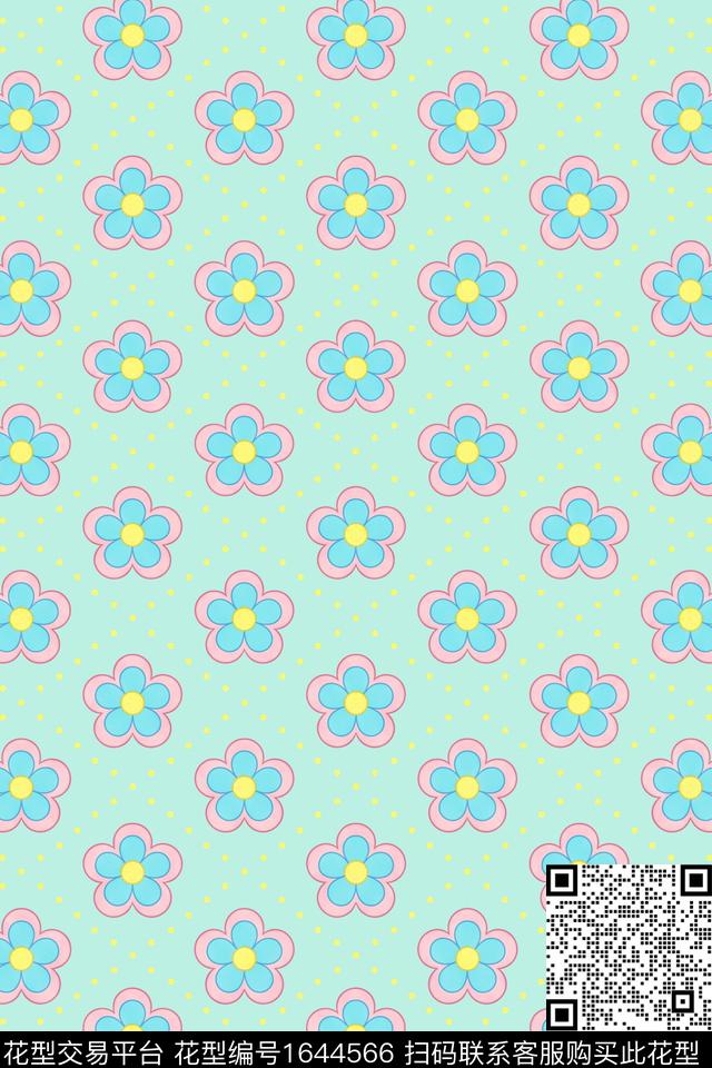 年轻女装波点花卉传统印花花型下载（图片编号: 1644566） - 瓦栏（Walan）