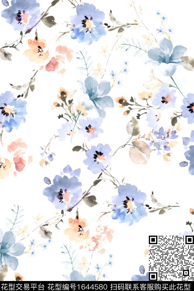 花卉春夏花型水彩花卉数码印花花型下载（图片编号: 1644580） - 瓦栏（Walan）