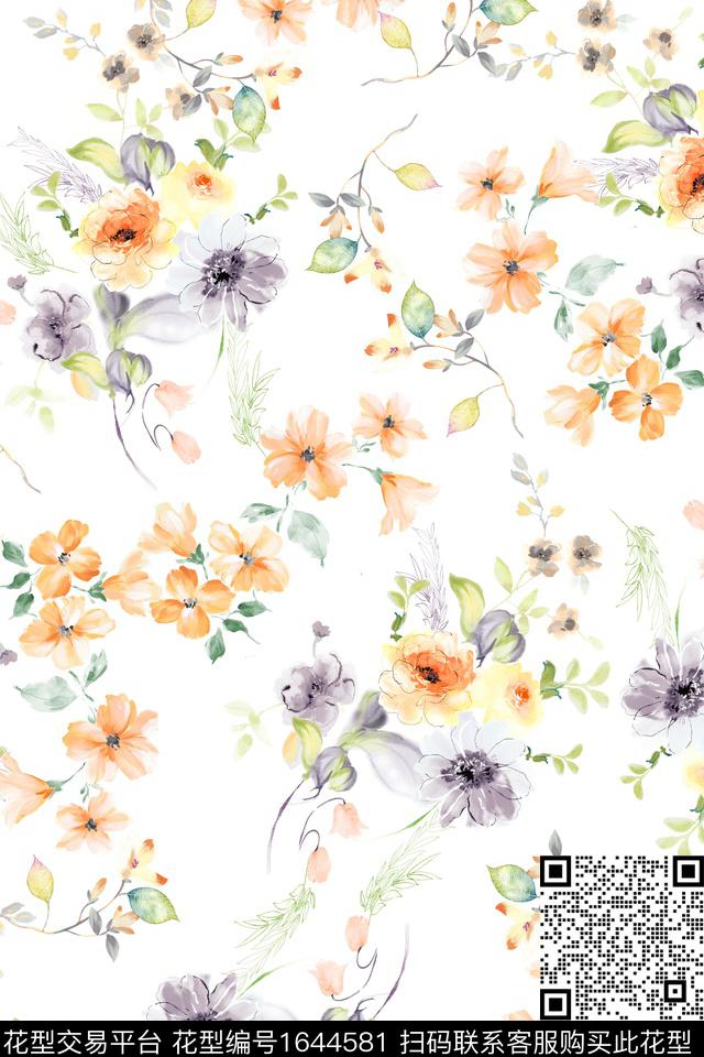 花卉春夏花型水彩花卉数码印花花型下载（图片编号: 1644581） - 瓦栏（Walan）