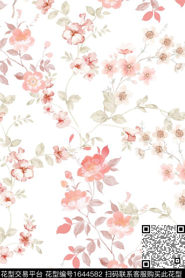 花卉春夏花型水彩花卉数码印花花型下载（图片编号: 1644582） - 瓦栏（Walan）