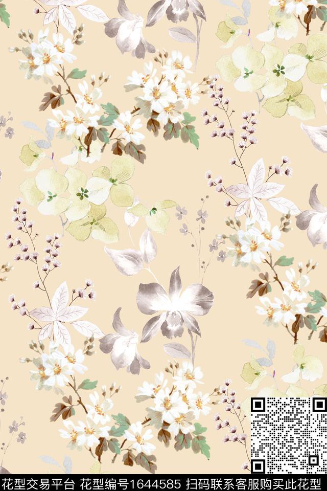 花卉春夏花型水彩花卉数码印花花型下载（图片编号: 1644585） - 瓦栏（Walan）