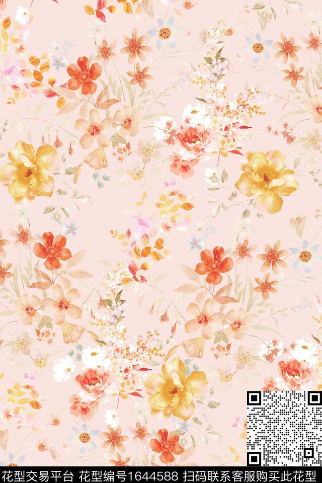 花卉春夏花型水彩花卉数码印花花型下载（图片编号: 1644588） - 瓦栏（Walan）