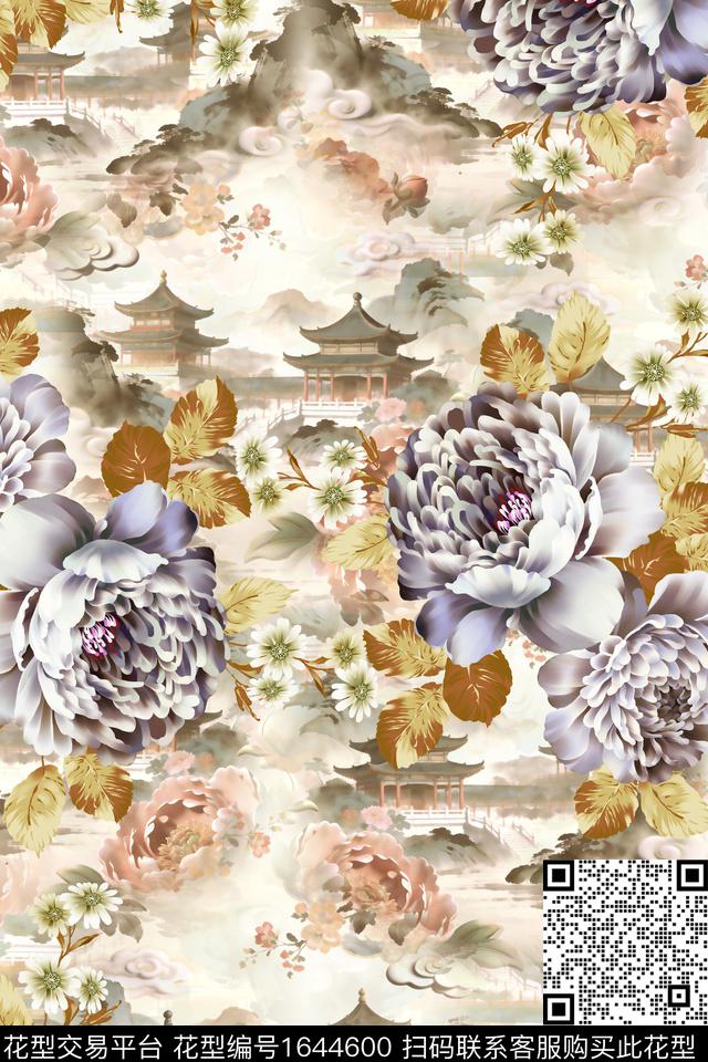 真丝满版散花数码花型数码印花花型下载（图片编号: 1644600） - 瓦栏（Walan）