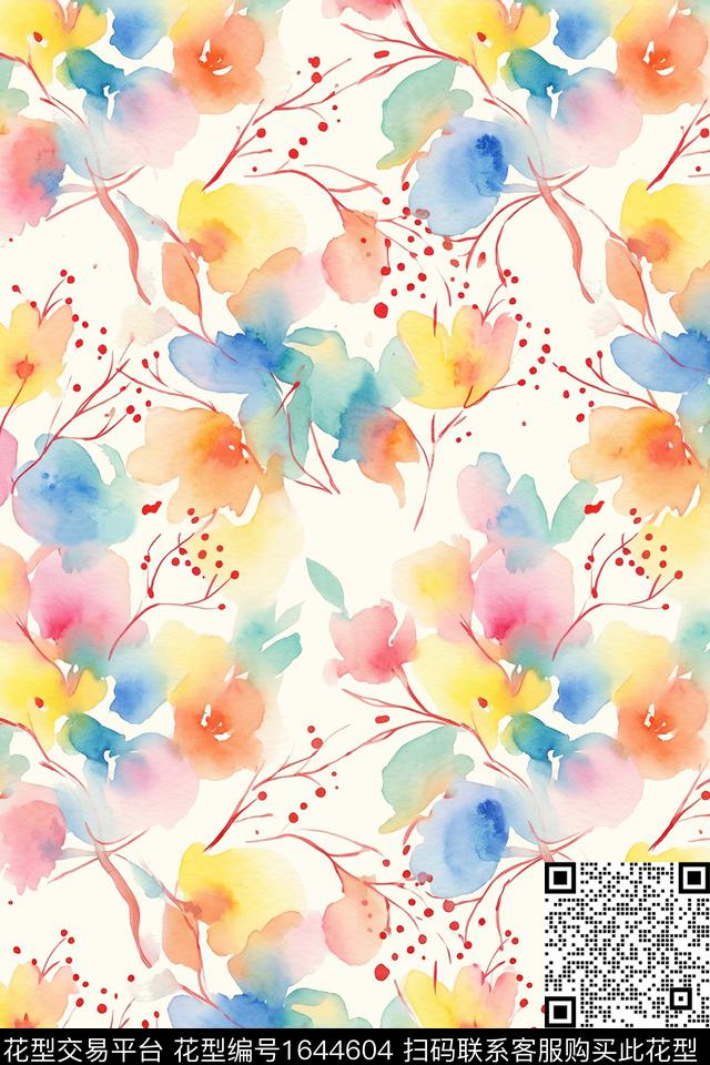 年轻女装春夏花型花卉数码印花花型下载（图片编号: 1644604） - 瓦栏（Walan）