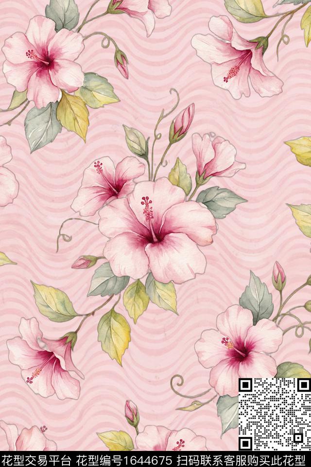 花卉春夏花型水彩数码印花花型下载（图片编号: 1644675） - 瓦栏（Walan）
