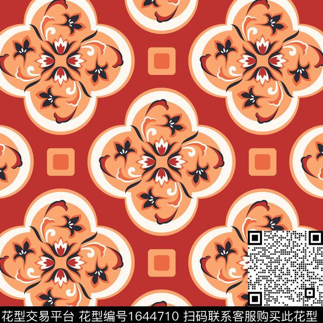 中国风唐装花卉数码印花花型下载（图片编号: 1644710） - 瓦栏（Walan）