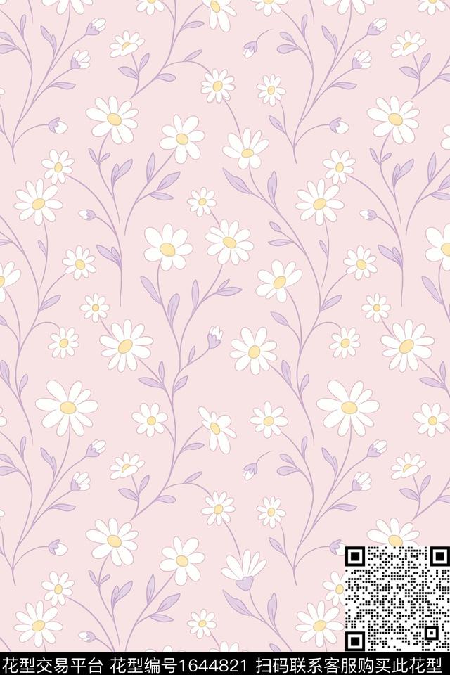 年轻女装小清新花卉数码印花花型下载（图片编号: 1644821） - 瓦栏（Walan）