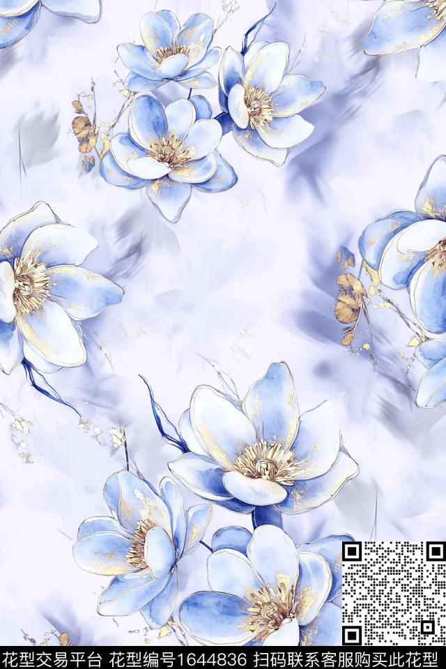 年轻女装满版散花花卉数码印花花型下载（图片编号: 1644836） - 瓦栏（Walan）