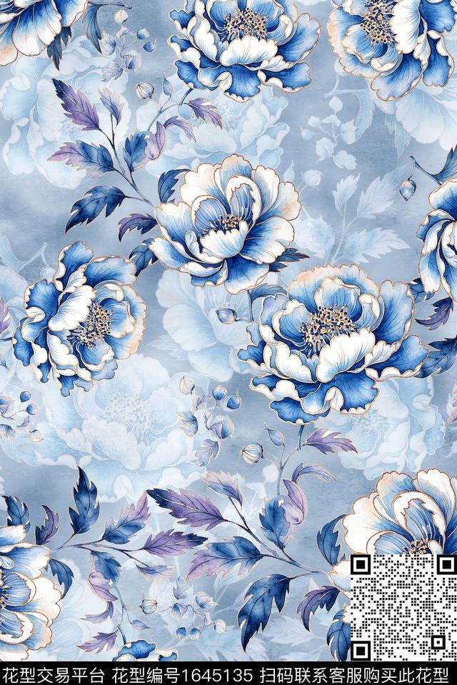 年轻女装小清新满版散花数码印花花型下载（图片编号: 1645135） - 瓦栏（Walan）