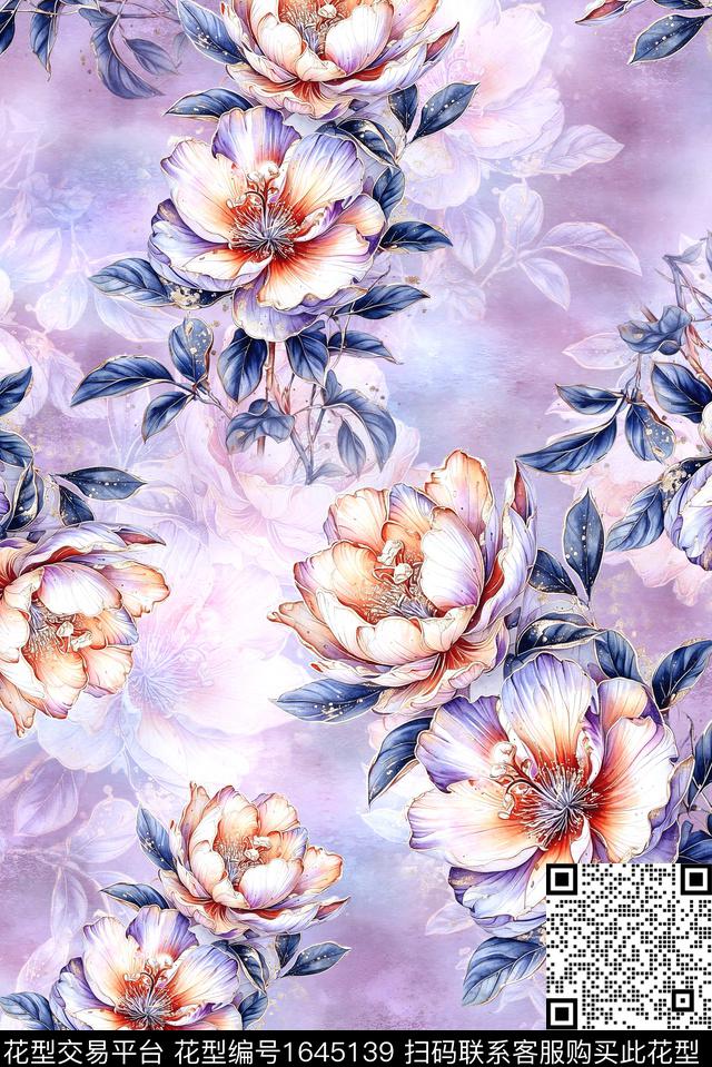 年轻女装小清新满版散花数码印花花型下载（图片编号: 1645139） - 瓦栏（Walan）