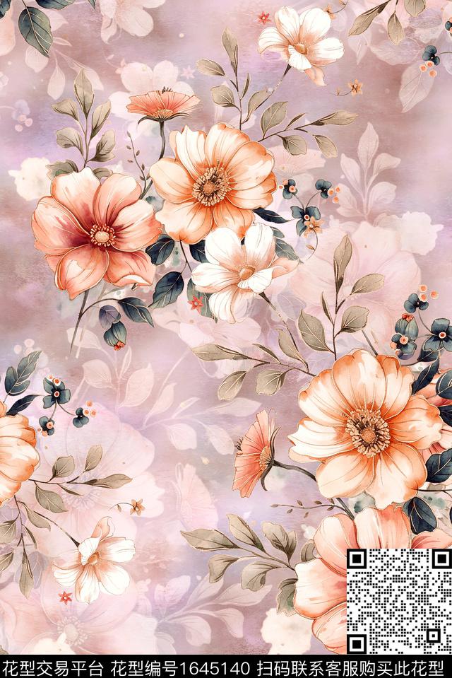 年轻女装小清新满版散花数码印花花型下载（图片编号: 1645140） - 瓦栏（Walan）