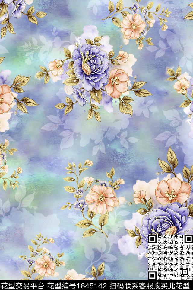 年轻女装小清新满版散花数码印花花型下载（图片编号: 1645142） - 瓦栏（Walan）
