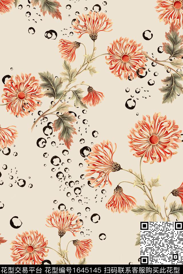 年轻女装小清新满版散花数码印花花型下载（图片编号: 1645145） - 瓦栏（Walan）