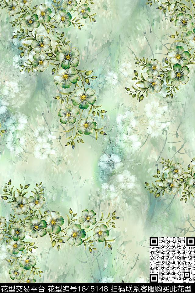 年轻女装小清新满版散花数码印花花型下载（图片编号: 1645148） - 瓦栏（Walan）