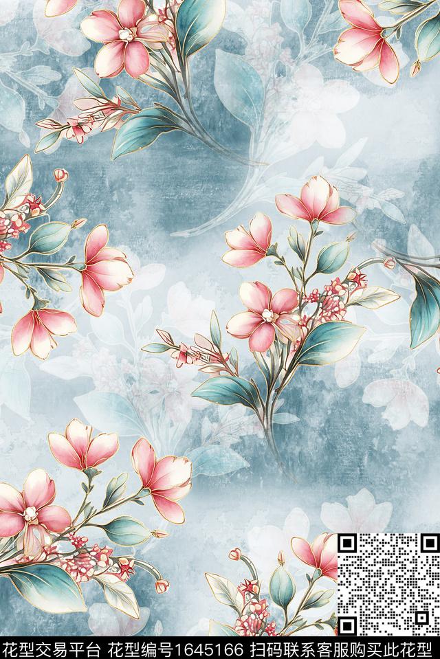 年轻女装小清新满版散花数码印花花型下载（图片编号: 1645166） - 瓦栏（Walan）