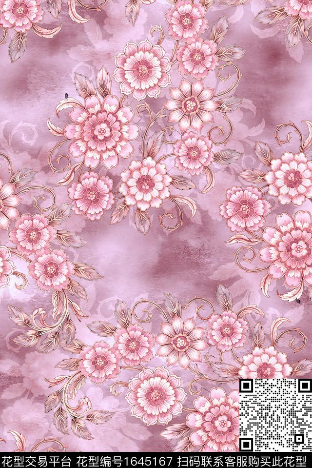 年轻女装小清新满版散花数码印花花型下载（图片编号: 1645167） - 瓦栏（Walan）