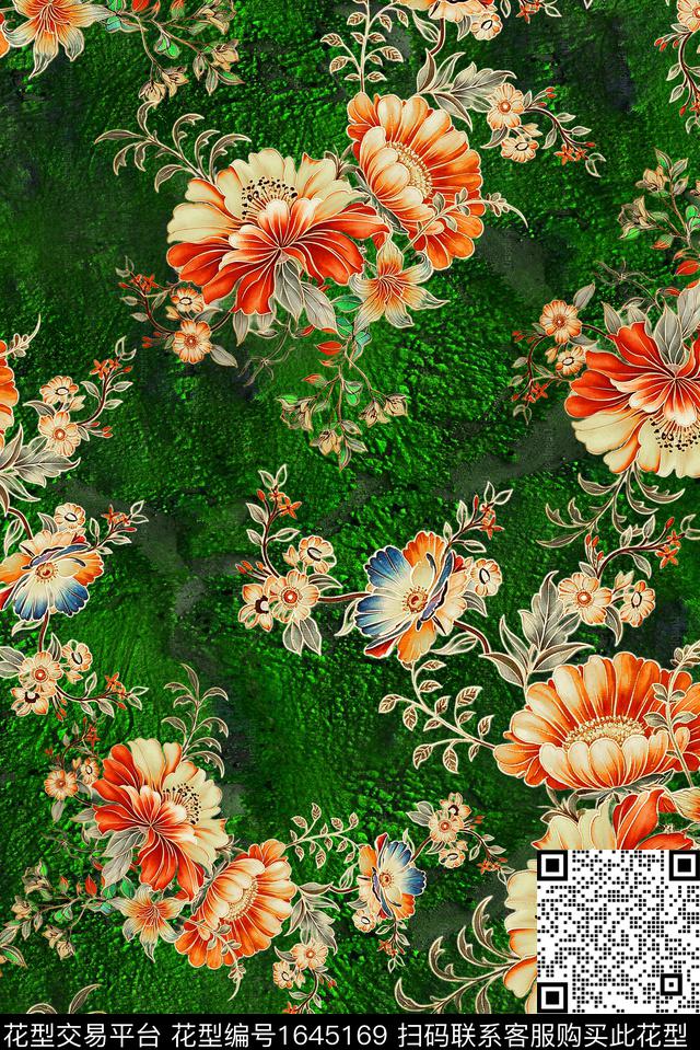 年轻女装小清新满版散花数码印花花型下载（图片编号: 1645169） - 瓦栏（Walan）