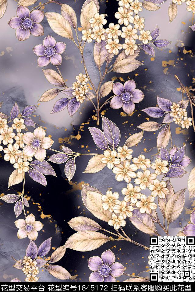 年轻女装小清新满版散花数码印花花型下载（图片编号: 1645172） - 瓦栏（Walan）