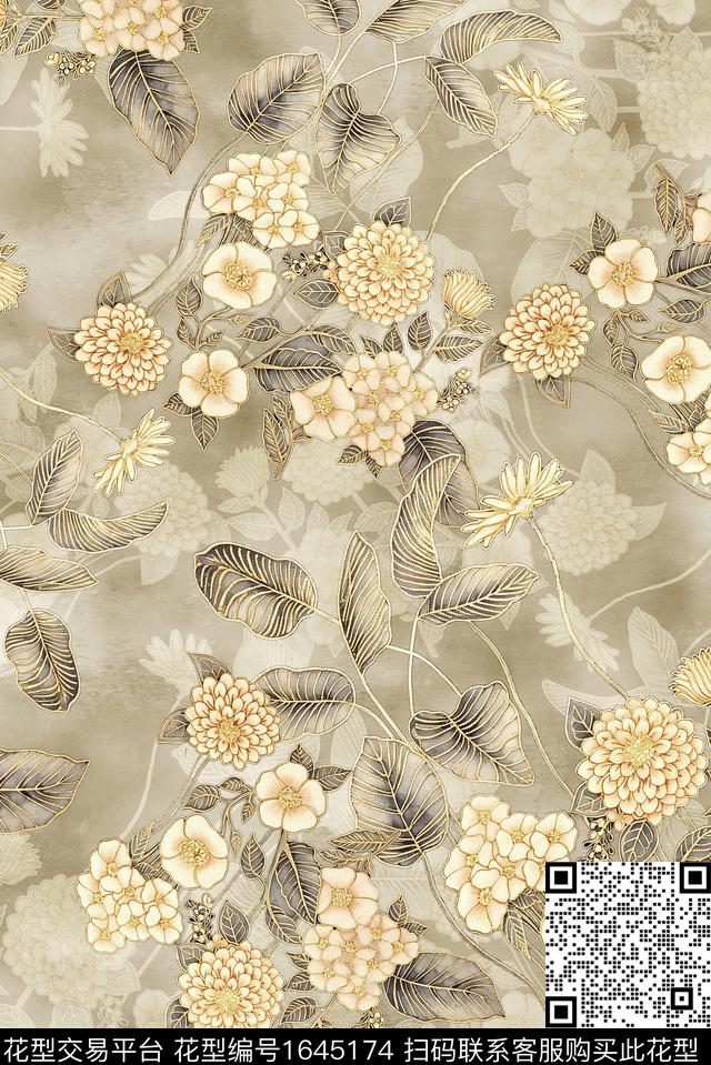 年轻女装小清新满版散花数码印花花型下载（图片编号: 1645174） - 瓦栏（Walan）