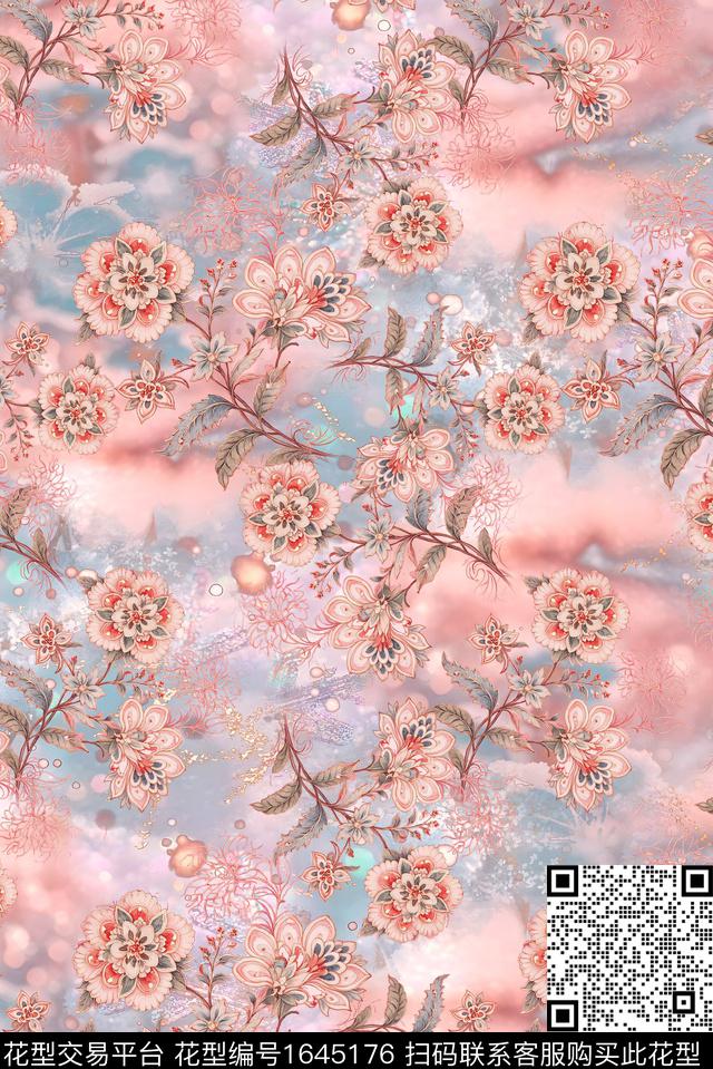 年轻女装小清新满版散花数码印花花型下载（图片编号: 1645176） - 瓦栏（Walan）