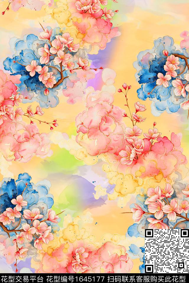 年轻女装小清新满版散花数码印花花型下载（图片编号: 1645177） - 瓦栏（Walan）