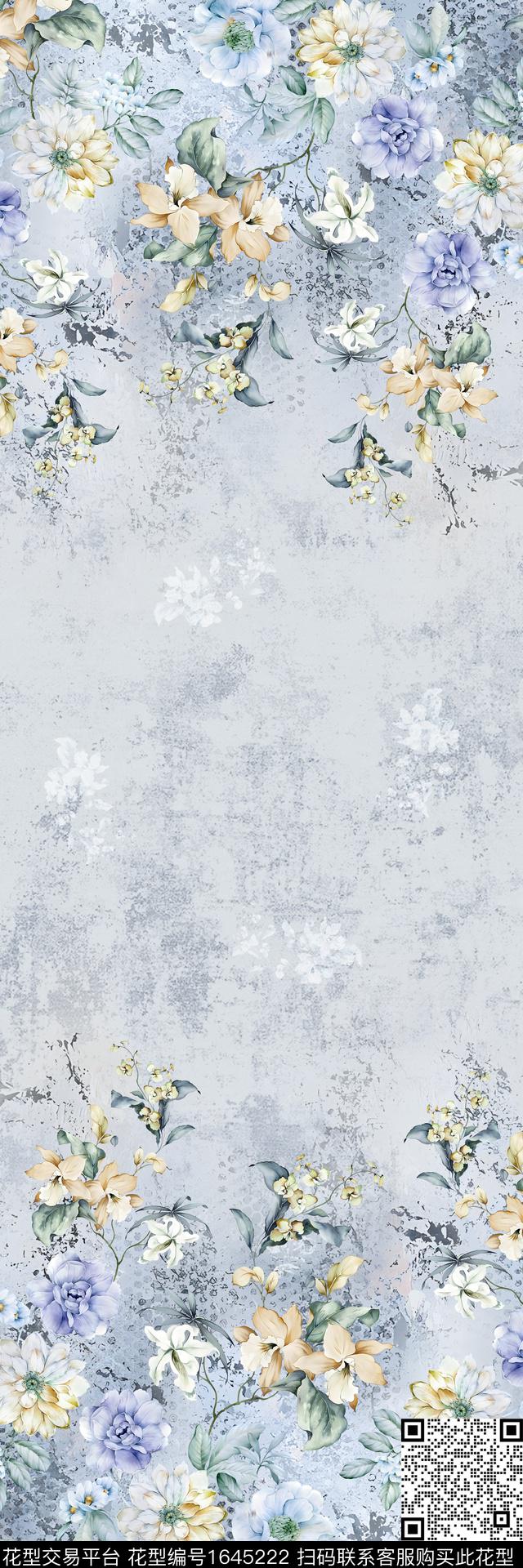 中东定位花花卉数码印花花型下载（图片编号: 1645222） - 瓦栏（Walan）