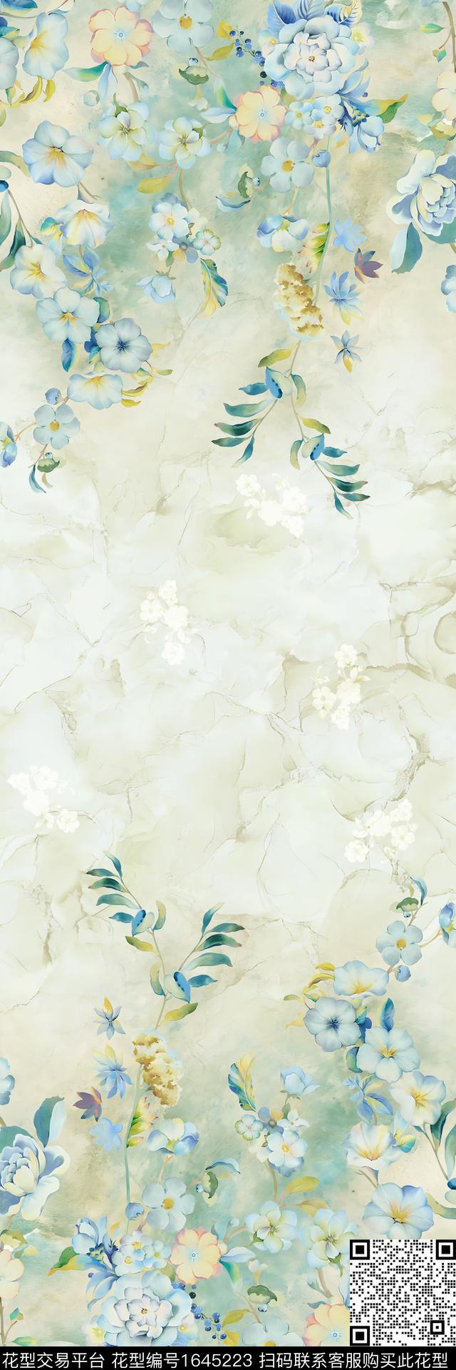 中东定位花花卉数码印花花型下载（图片编号: 1645223） - 瓦栏（Walan）