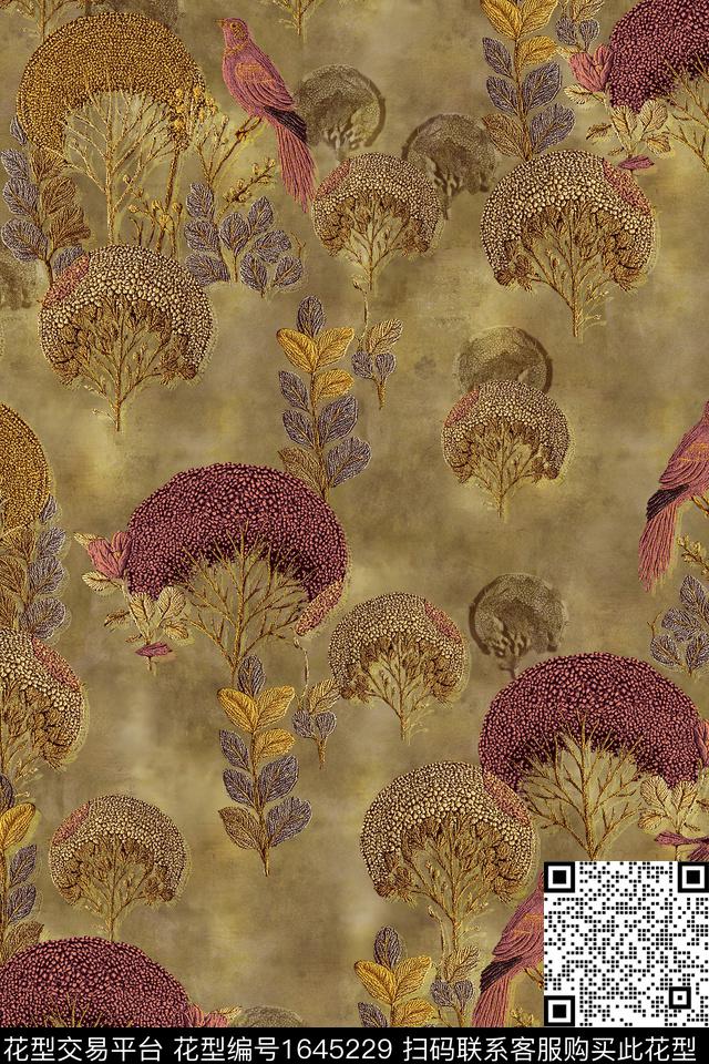 真丝旗袍香云纱数码印花花型下载（图片编号: 1645229） - 瓦栏（Walan）