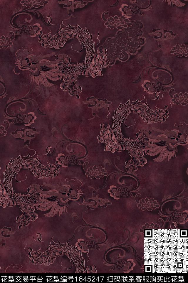 真丝旗袍香云纱数码印花花型下载（图片编号: 1645247） - 瓦栏（Walan）