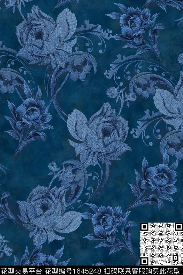真丝旗袍香云纱数码印花花型下载（图片编号: 1645248） - 瓦栏（Walan）