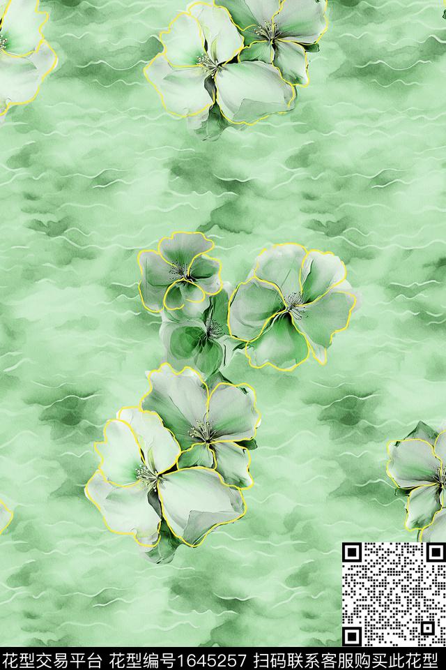 花卉底纹旗袍数码印花花型下载（图片编号: 1645257） - 瓦栏（Walan）