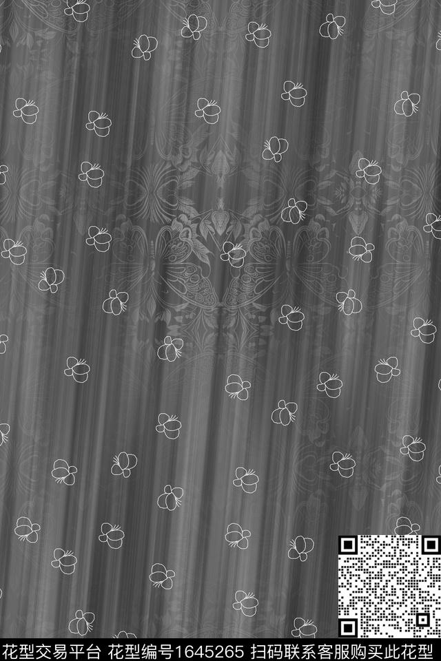 晕染肌理灰色花数码花型数码印花花型下载（图片编号: 1645265） - 瓦栏（Walan）
