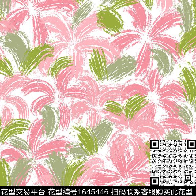 花卉抽象花卉笔触数码印花花型下载（图片编号: 1645446） - 瓦栏（Walan）
