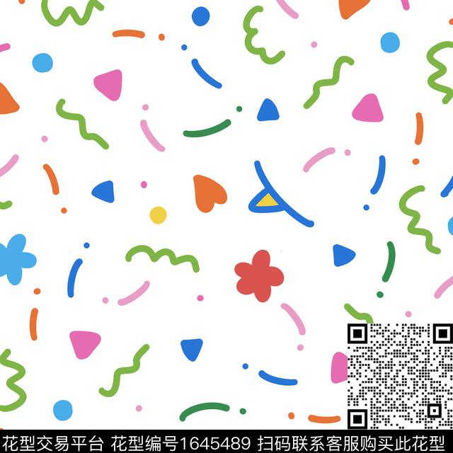 线条画爱心趣味传统印花花型下载（图片编号: 1645489） - 瓦栏（Walan）
