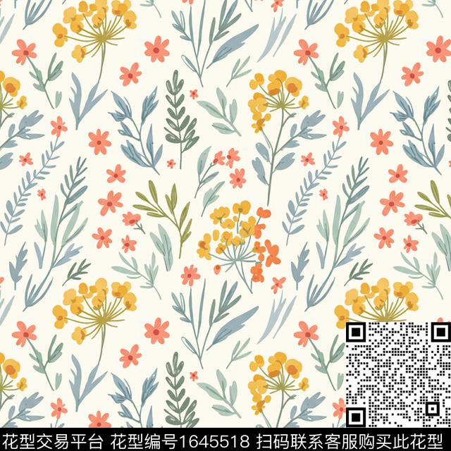 小清新花卉碎花数码印花花型下载（图片编号: 1645518） - 瓦栏（Walan）