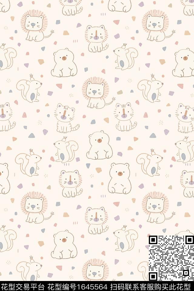 趣味可爱动物数码印花花型下载（图片编号: 1645564） - 瓦栏（Walan）