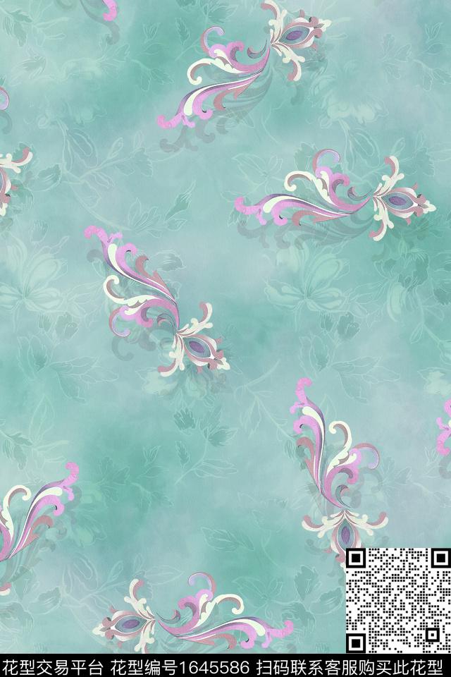 中国风旗袍传统纹样数码印花花型下载（图片编号: 1645586） - 瓦栏（Walan）