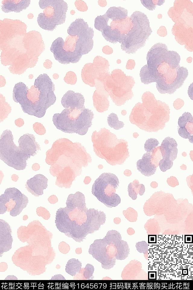 年轻女装豹纹水彩数码印花花型下载（图片编号: 1645679） - 瓦栏（Walan）