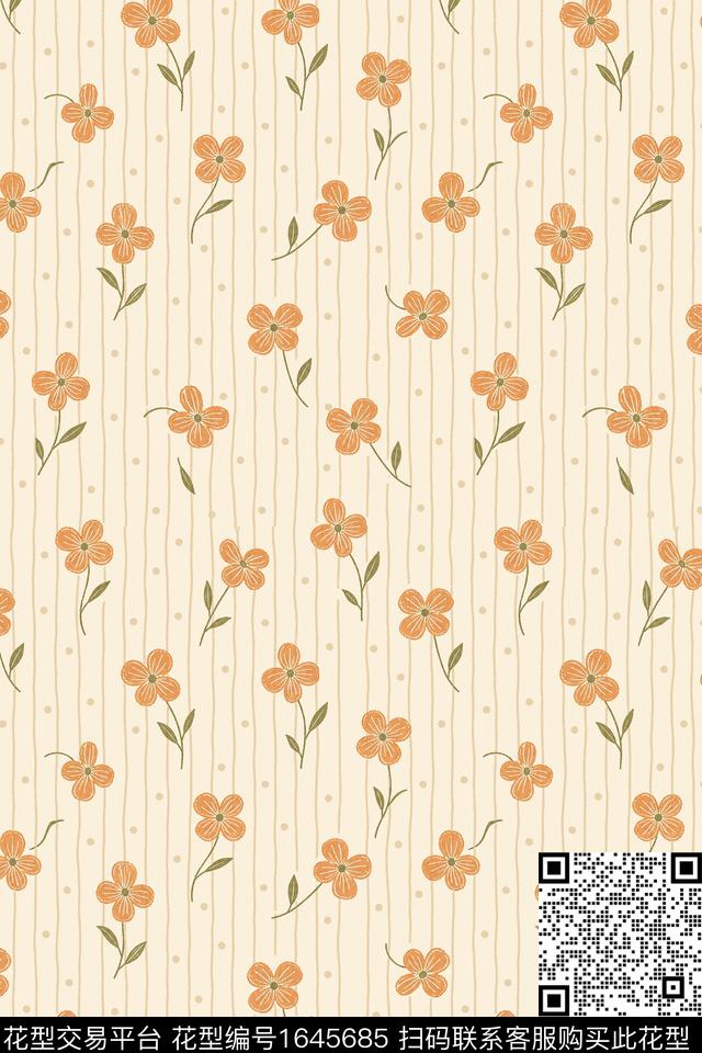 年轻女装小清新花卉数码印花花型下载（图片编号: 1645685） - 瓦栏（Walan）