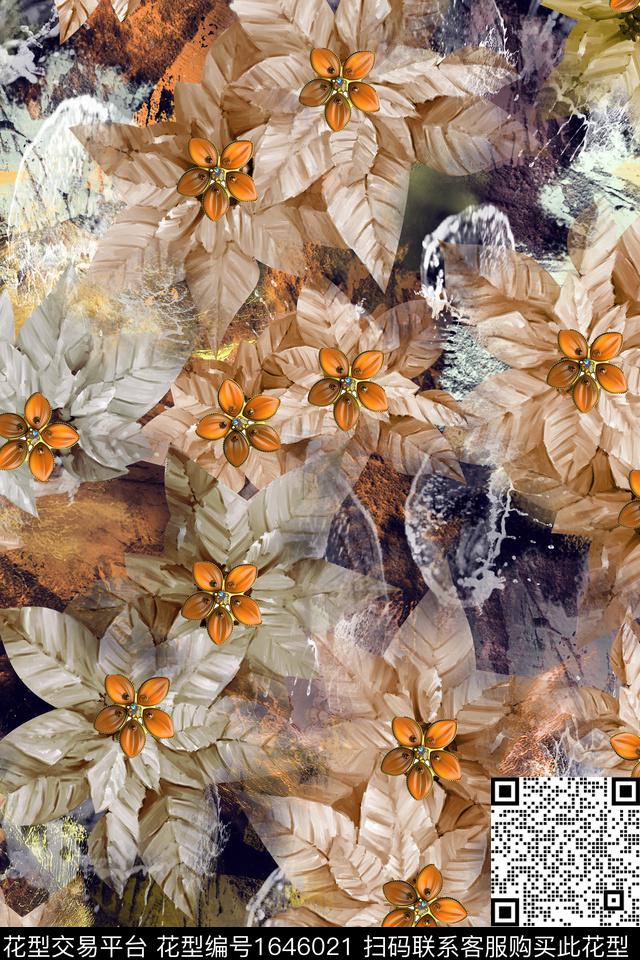 年轻女装植物小清新数码印花花型下载（图片编号: 1646021） - 瓦栏（Walan）
