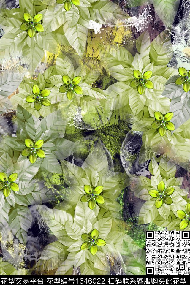 年轻女装植物小清新数码印花花型下载（图片编号: 1646022） - 瓦栏（Walan）
