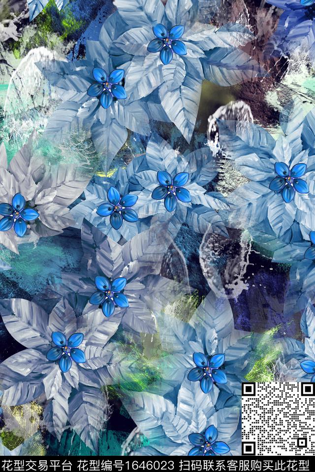 年轻女装植物小清新数码印花花型下载（图片编号: 1646023） - 瓦栏（Walan）