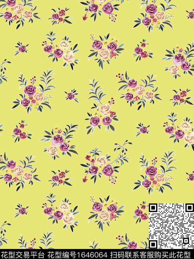 花卉水彩花卉小碎花数码印花花型下载（图片编号: 1646064） - 瓦栏（Walan）