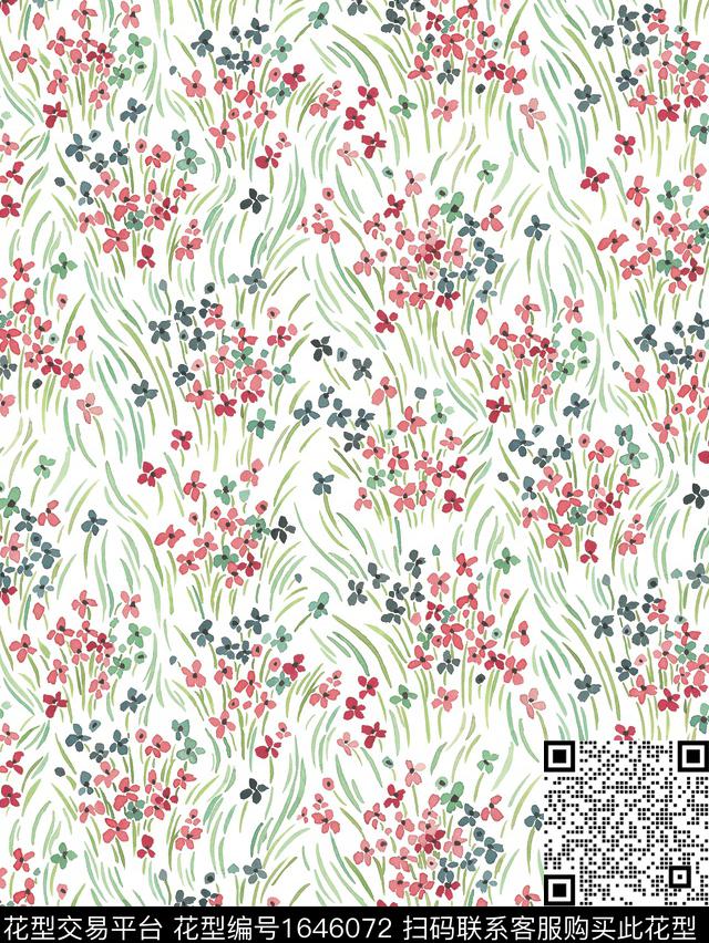 小清新花卉小碎花数码印花花型下载（图片编号: 1646072） - 瓦栏（Walan）