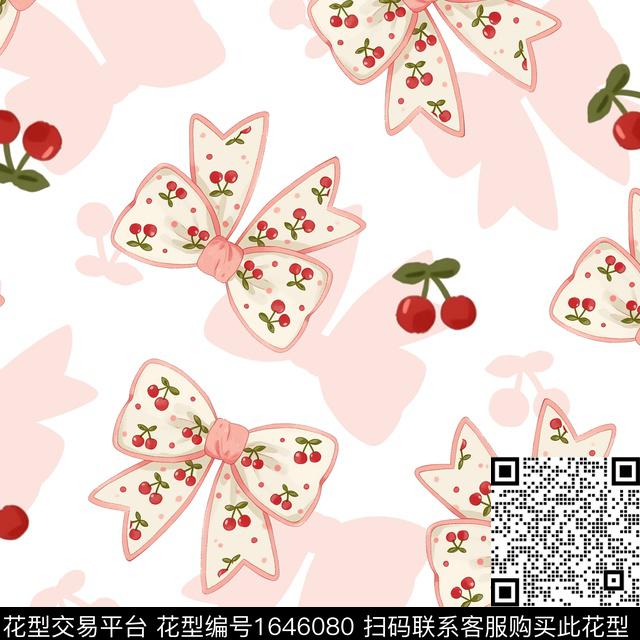 小清新蝴蝶结大牌风数码印花花型下载（图片编号: 1646080） - 瓦栏（Walan）