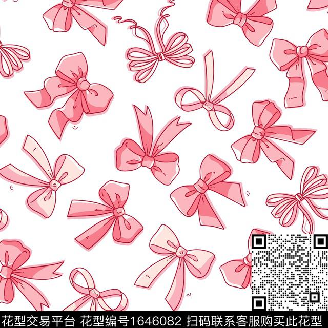 小清新蝴蝶结大牌风数码印花花型下载（图片编号: 1646082） - 瓦栏（Walan）