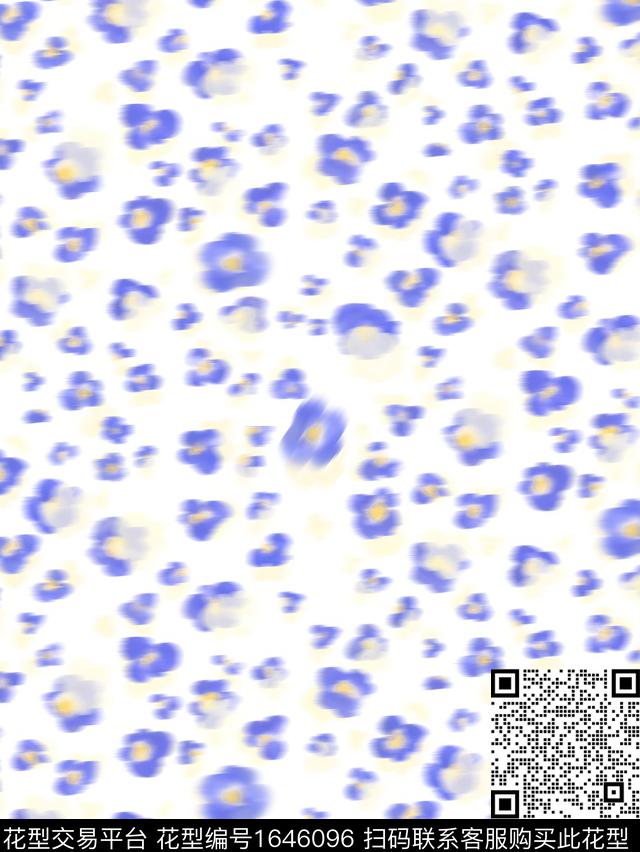 年轻女装小清新花卉数码印花花型下载（图片编号: 1646096） - 瓦栏（Walan）