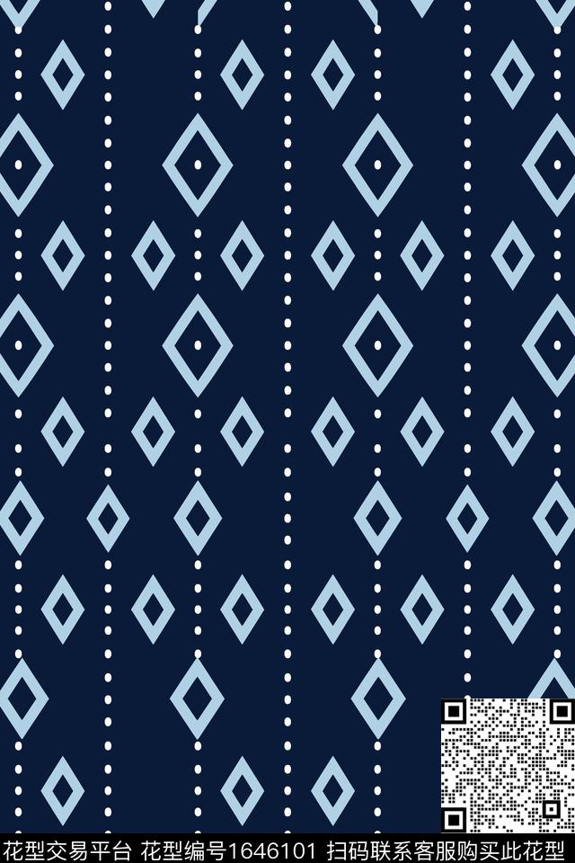 几何波点条纹传统印花花型下载（图片编号: 1646101） - 瓦栏（Walan）