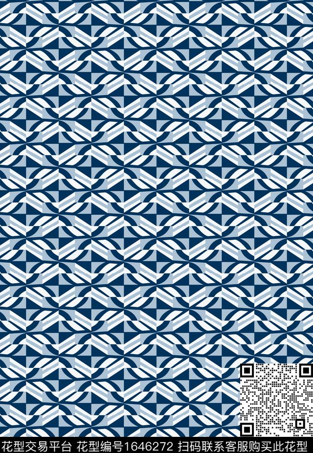 满版散花格子几何传统印花花型下载（图片编号: 1646272） - 瓦栏（Walan）