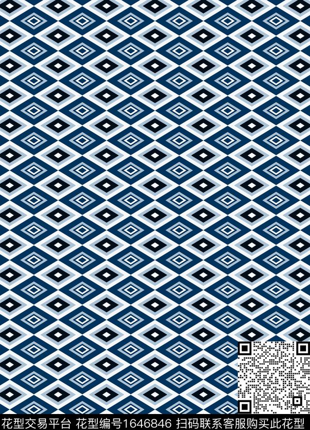 满版散花格子几何传统印花花型下载（图片编号: 1646846） - 瓦栏（Walan）